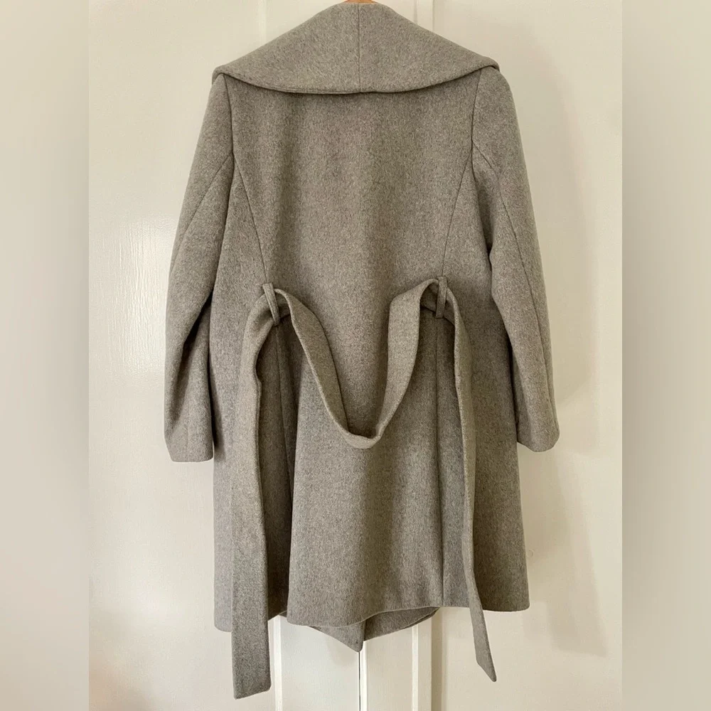 Ann Taylor Light Gray Wrap Coat with Shawl Collar - Picture 3 of 10